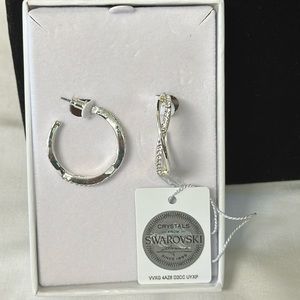 CRYSTAL SWAROVSKI Hoops Women’s Earrings Silver Color